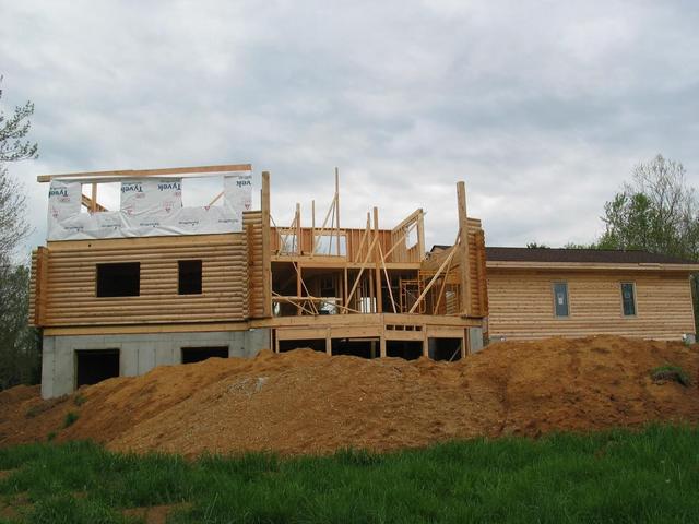 View side with start of second floor.